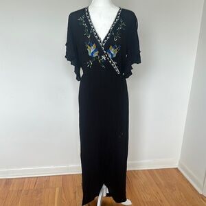 lovestitch Black Floral Wrap Dress